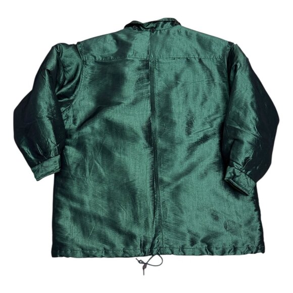ELAN Vintage 90s Shiny Green Retro Winter Glam Parka Coat Womens 1X - Picture 4 of 5